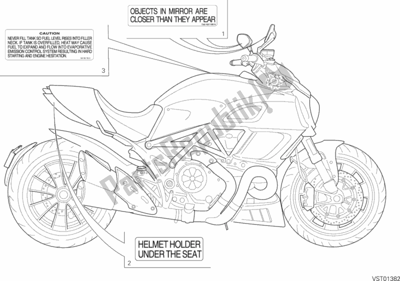 Todas as partes de Rótulo, Aviso do Ducati Diavel FL USA 1200 2018